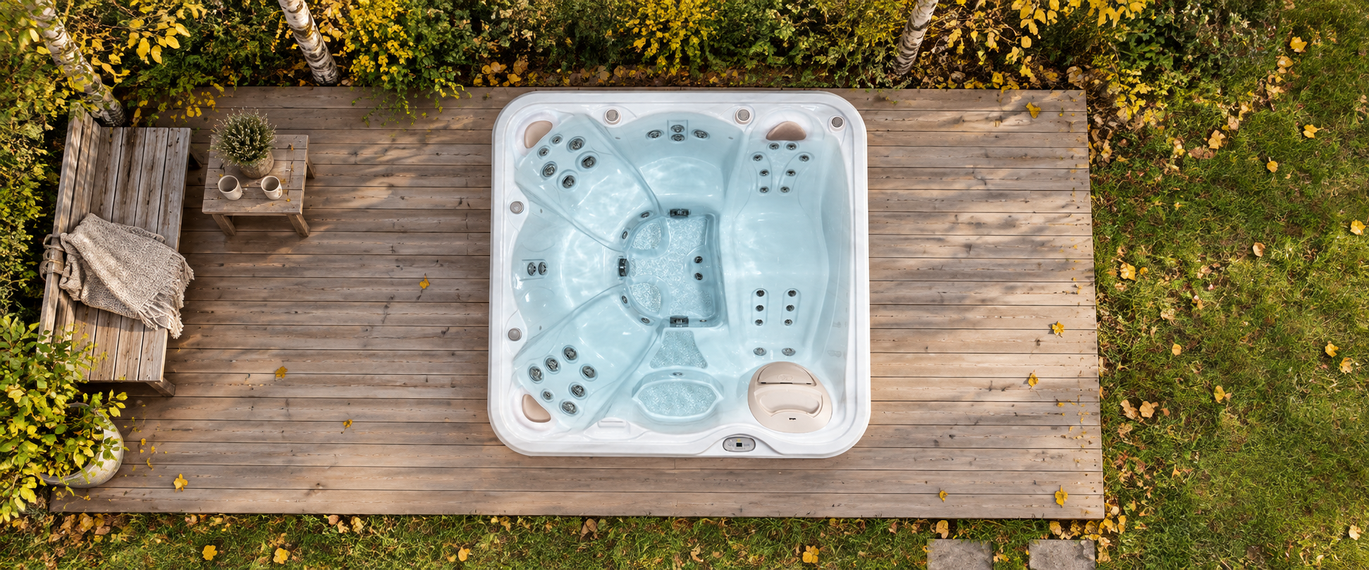 Serenity-spa i svensk höstträdgård